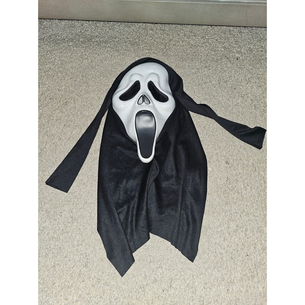 Ghost Face Mask Scream Halloween Horror Cosplay Black White 9206WM Hooded